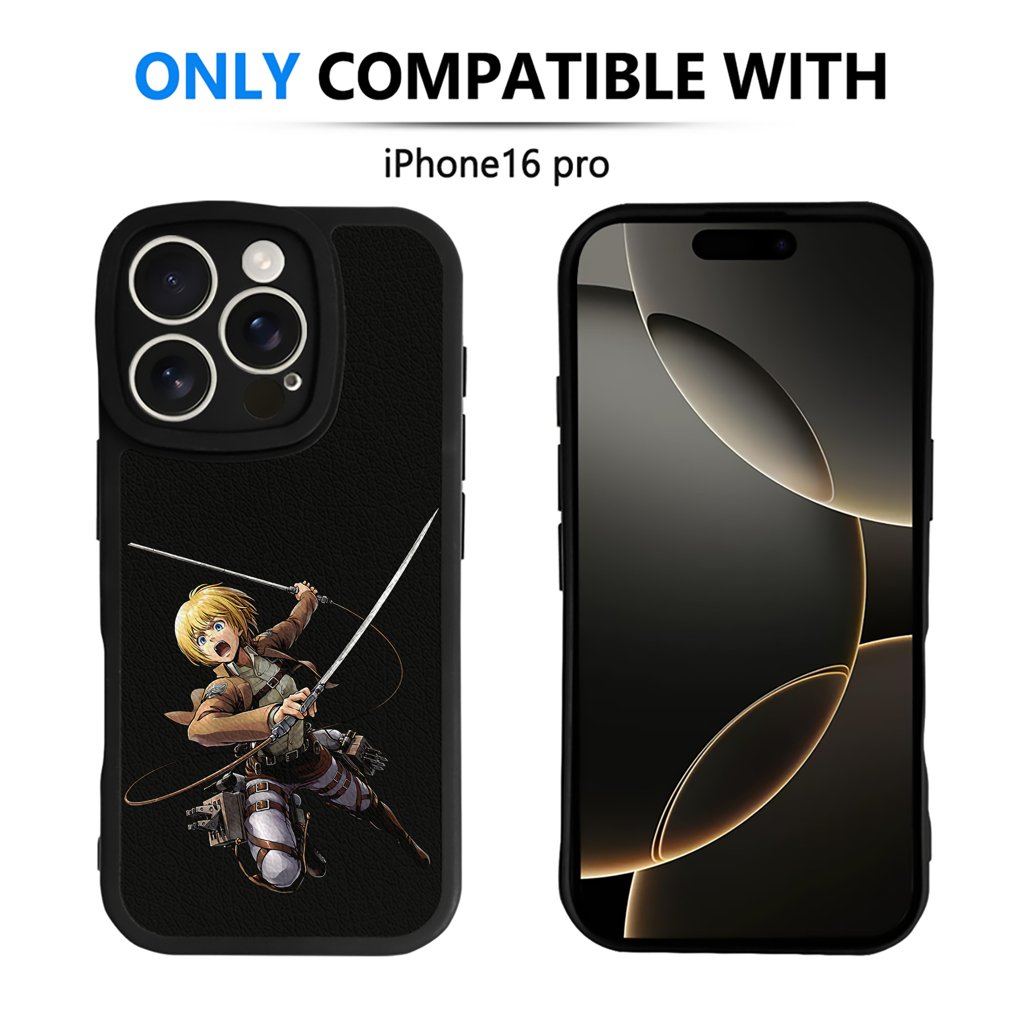 （画像用） 進撃の巨人 アルミン·アルレルト Attack on Titan Armin Arlert 【iPhone 16シリーズ対応】シリコンスマホケース（レザー調） 材質：シリコン
